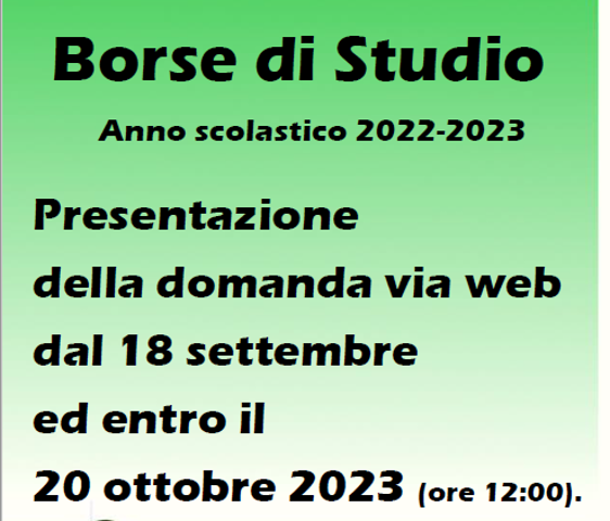 Borse di Studio - Regione del Veneto Anno scolastico 2022_2023